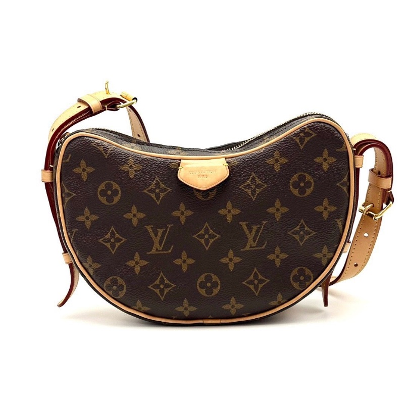 Lv 經典老花croissant肩背斜背包豌豆子母包芯片款25*15*5 98新配件塵袋-3