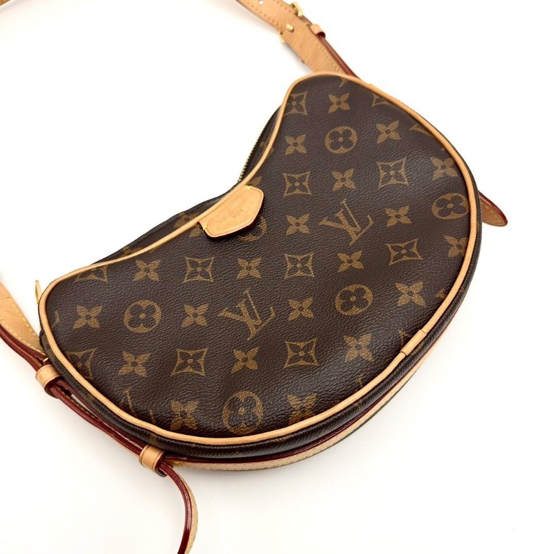 Lv 經典老花croissant肩背斜背包豌豆子母包芯片款25*15*5 98新配件塵袋-6