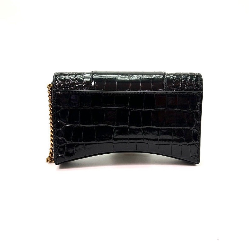 BALENCIAGA黑金鰐魚 壓紋沙漏WOC肩背斜背包19*12*5 98新配件塵袋-2