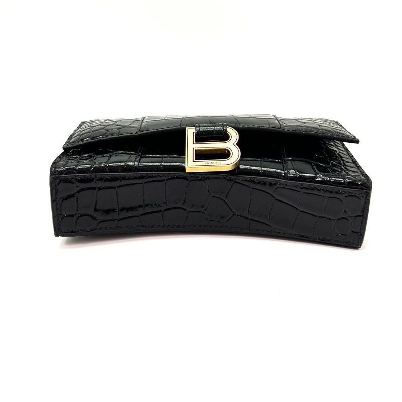 BALENCIAGA黑金鰐魚 壓紋沙漏WOC肩背斜背包19*12*5 98新配件塵袋-4