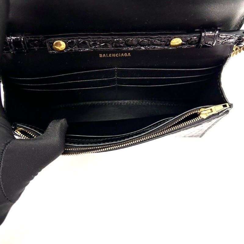 BALENCIAGA黑金鰐魚 壓紋沙漏WOC肩背斜背包19*12*5 98新配件塵袋-6