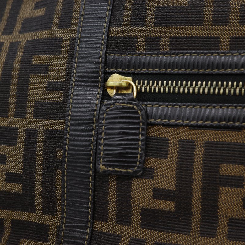 Fendi芬迪 Zucca 經典老花 帆布 黑色 牛皮 大容量 肩帶托特包 單肩包-10