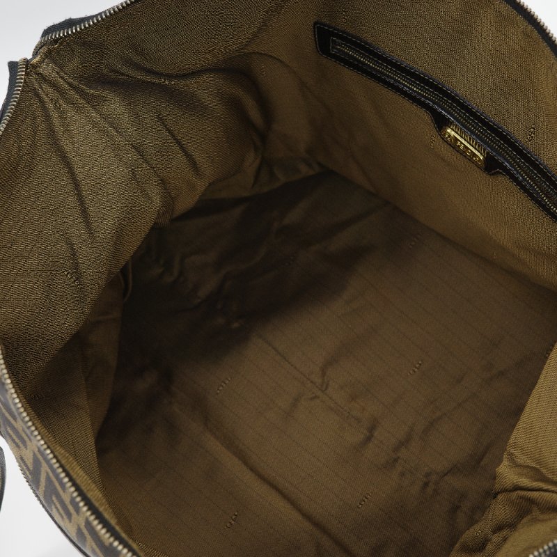 Fendi芬迪 Zucca 經典老花 帆布 黑色 牛皮 大容量 肩帶托特包 單肩包-14