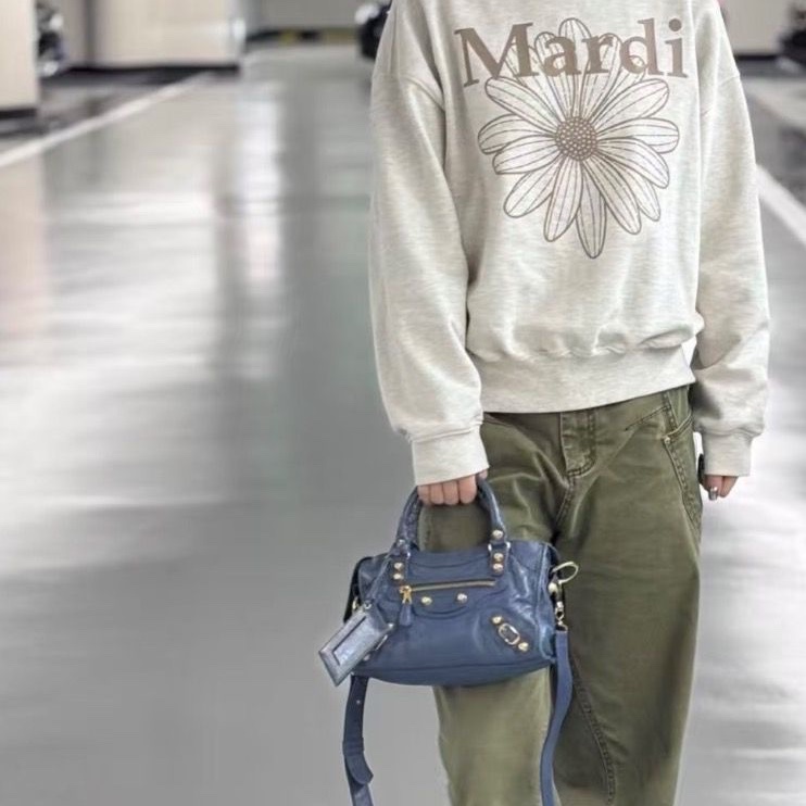 BALENCIAGA藍色銀扣 大號手提機車包38*25*14 98新配件塵袋-0