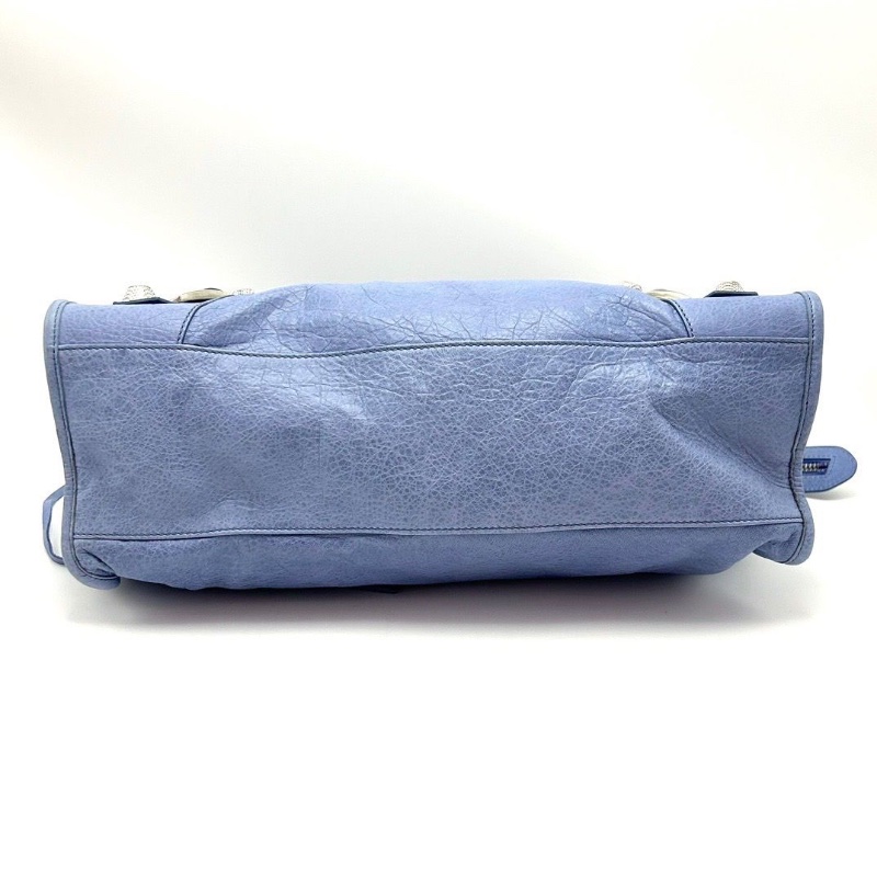BALENCIAGA藍色銀扣 大號手提機車包38*25*14 98新配件塵袋-4