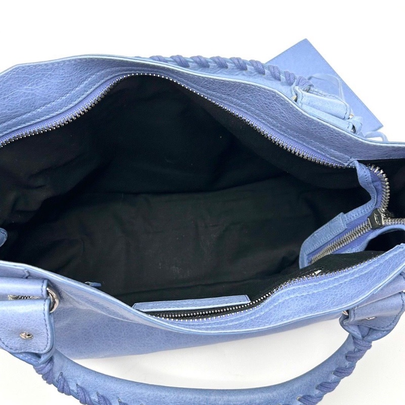 BALENCIAGA藍色銀扣 大號手提機車包38*25*14 98新配件塵袋-6