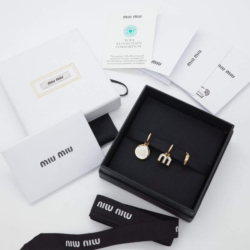 Miu Miu 繆繆 經典標誌 彩色搪瓷 金屬耳針式耳環-0