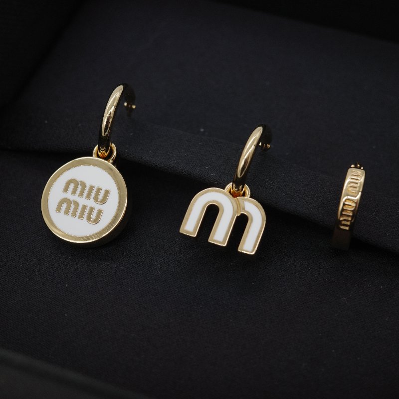 Miu Miu 繆繆 經典標誌 彩色搪瓷 金屬耳針式耳環-1