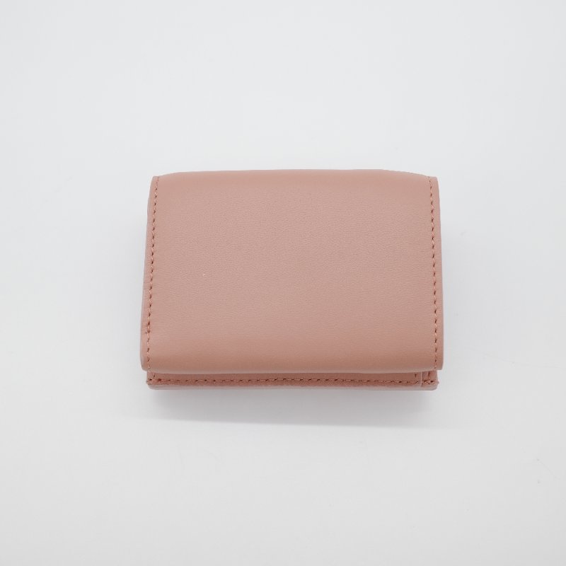 Fendi 芬迪 Baguette Micro  FF Logo腮紅粉 羊皮 三折短夾-2