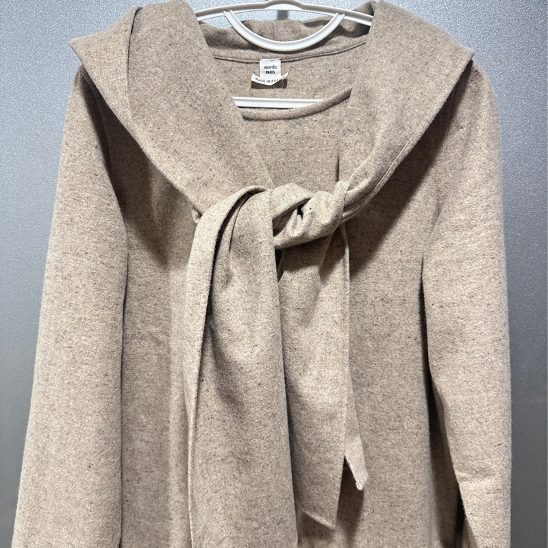 Hermes 愛瑪仕 連帽外套 圍巾上衣 100%喀什米爾羊毛-7