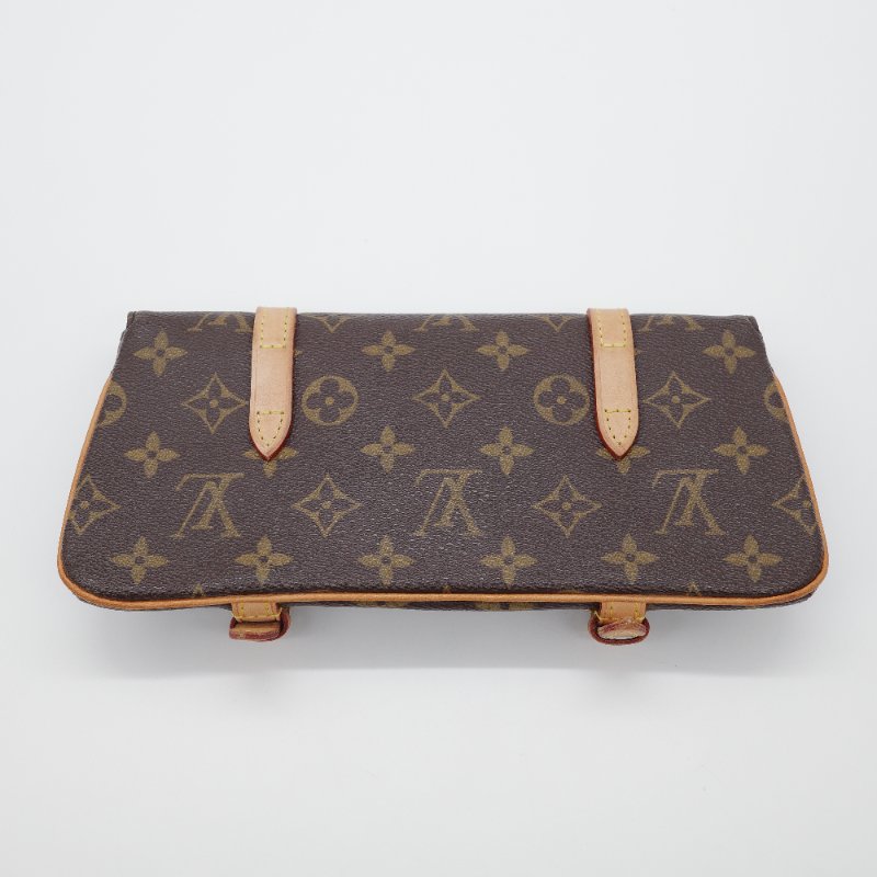 Louis Vuitton路易威登 Pochette Marelle 老花帆布 牛皮 多功能腰包 斜背包 手拿包-2