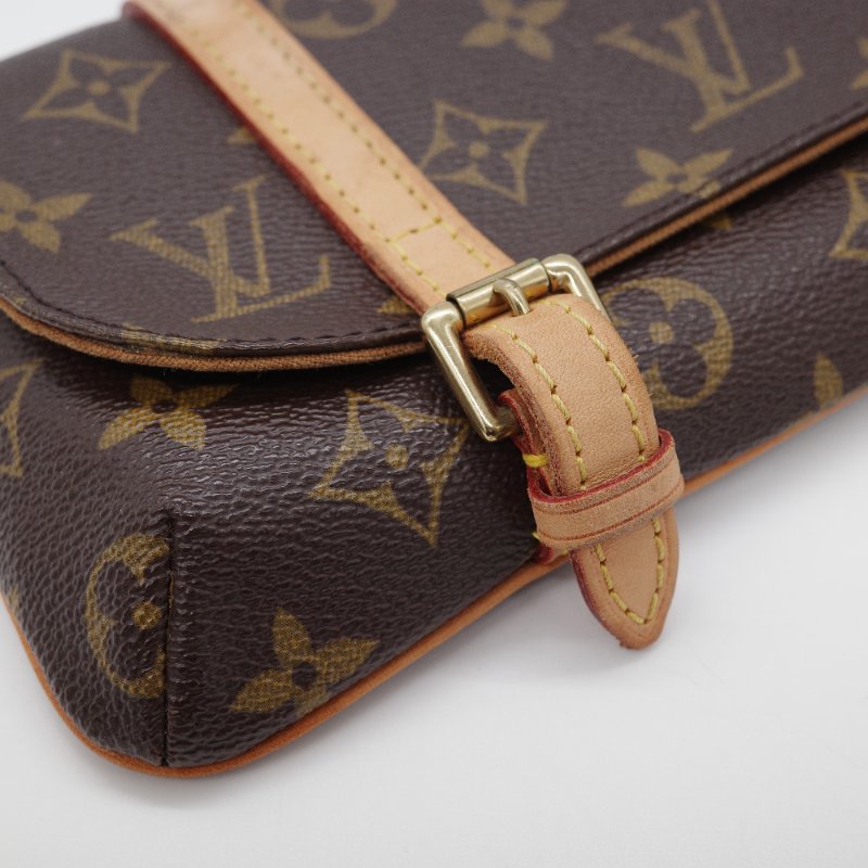 Louis Vuitton路易威登 Pochette Marelle 老花帆布 牛皮 多功能腰包 斜背包 手拿包-6