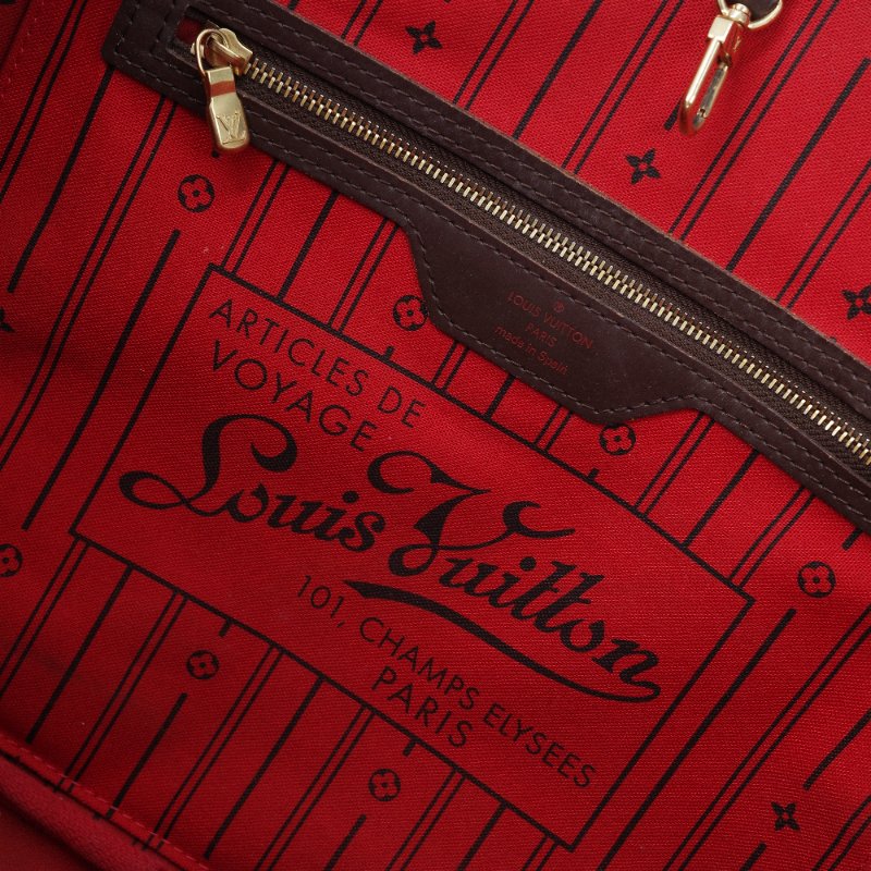Louis Vuitton路易威登Neverfull MM 棋盤格托特包-13