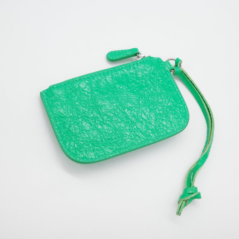 Balenciaga巴黎世家Le Cagole 綠色 羊皮 鉚釘拉鍊 卡片夾-3