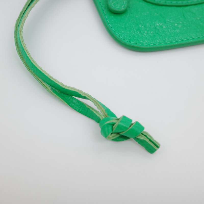 Balenciaga巴黎世家Le Cagole 綠色 羊皮 鉚釘拉鍊 卡片夾-5