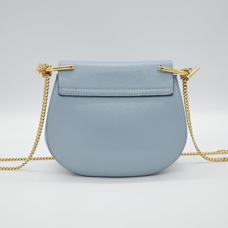 Chloé 蔻依 Drew 雲朵藍 牛皮 拼接麂皮 小型 斜背包肩背包-3