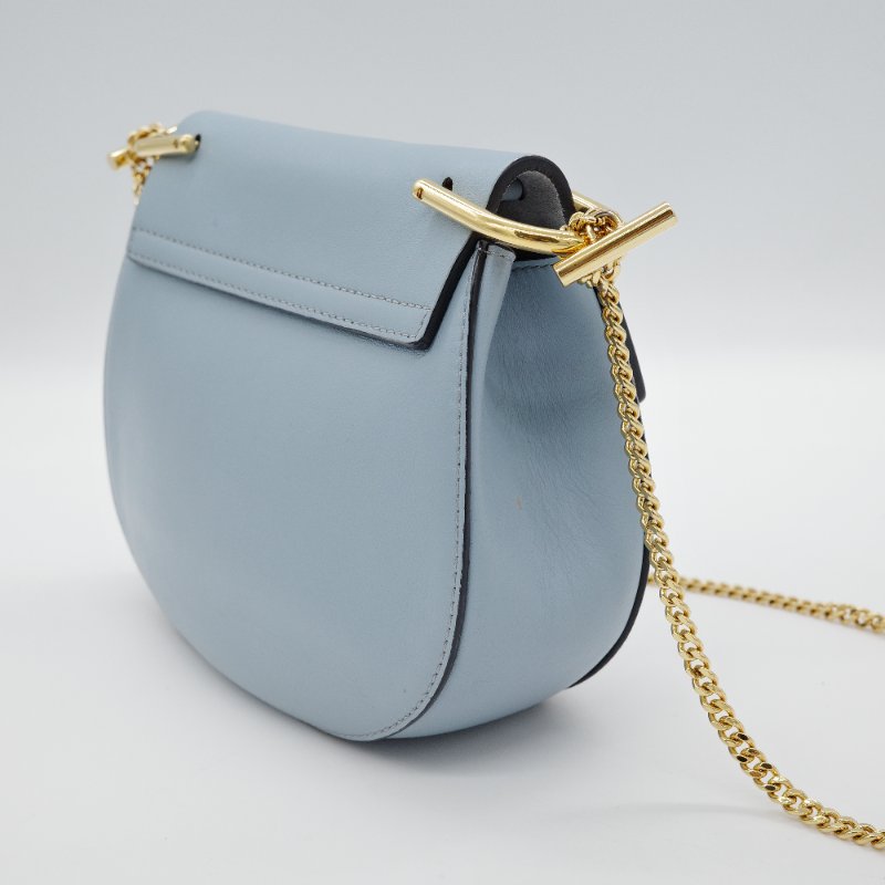Chloé 蔻依 Drew 雲朵藍 牛皮 拼接麂皮 小型 斜背包肩背包-4