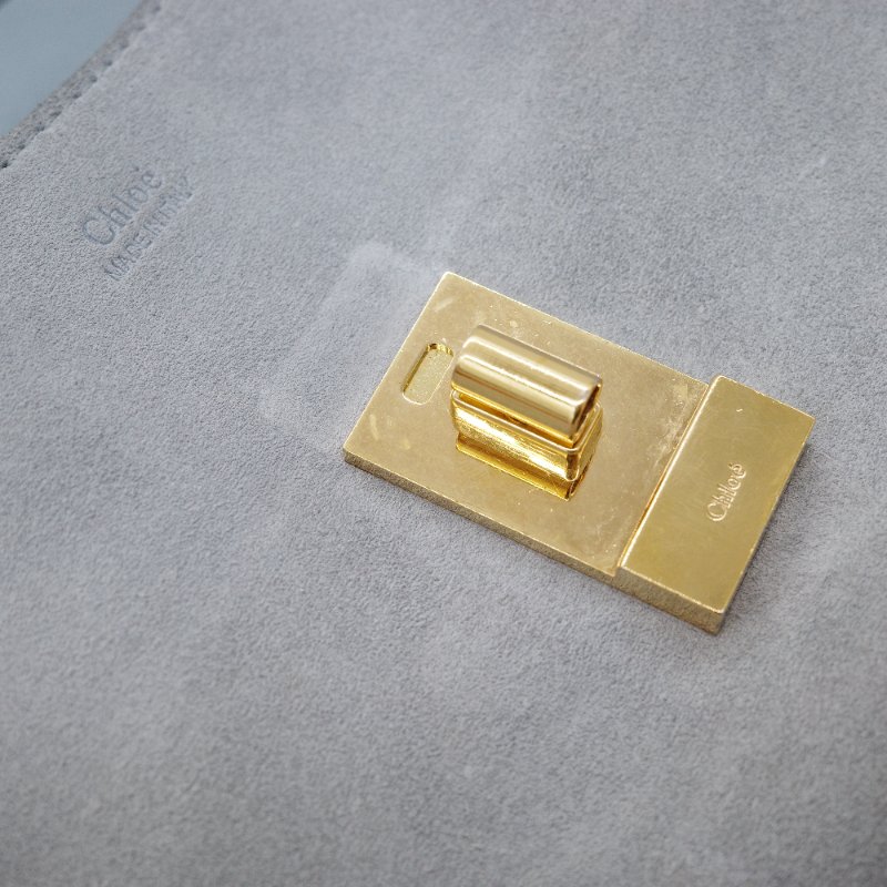 Chloé 蔻依 Drew 雲朵藍 牛皮 拼接麂皮 小型 斜背包肩背包-18