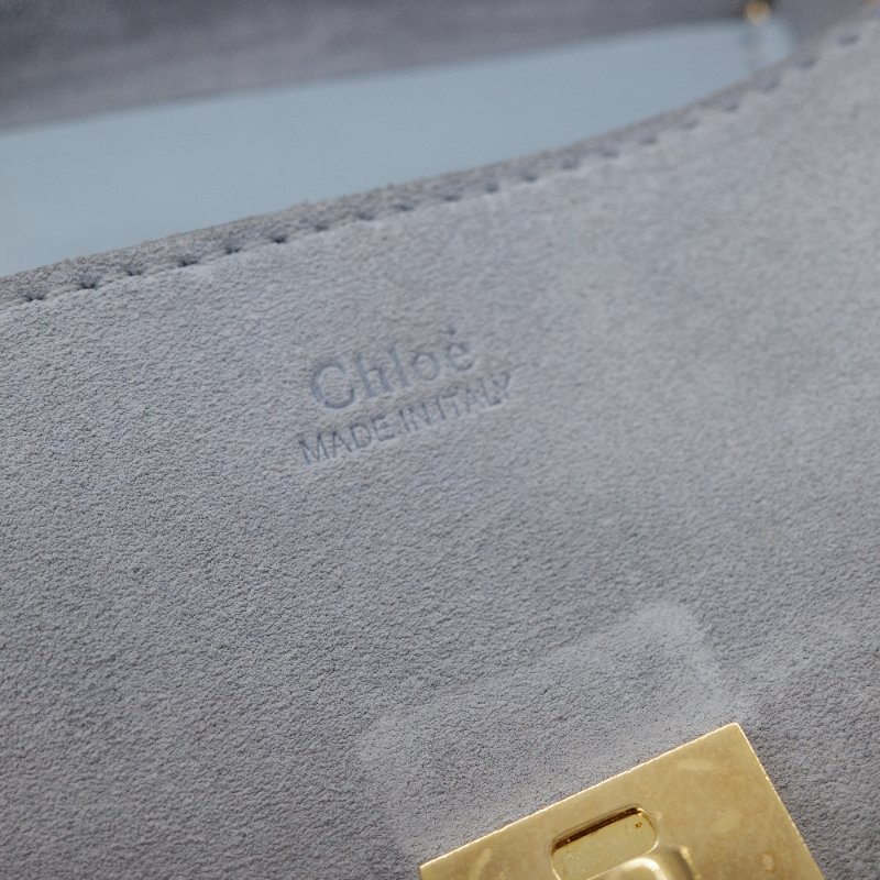 Chloé 蔻依 Drew 雲朵藍 牛皮 拼接麂皮 小型 斜背包肩背包-19