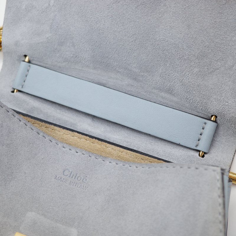 Chloé 蔻依 Drew 雲朵藍 牛皮 拼接麂皮 小型 斜背包肩背包-21