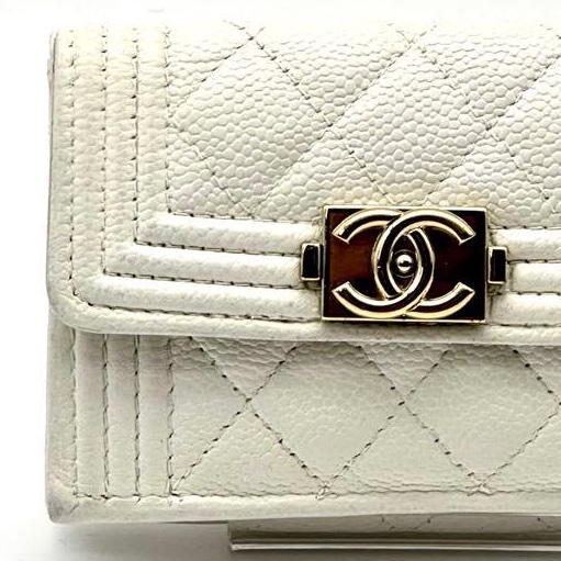 🌷Chanel Boy 米白色短夾｜經典花紋✦fufu style 精品✦ 氣質款｜-2