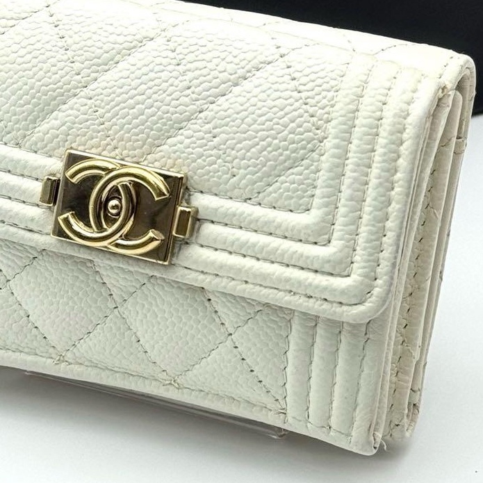 🌷Chanel Boy 米白色短夾｜經典花紋✦fufu style 精品✦ 氣質款｜-7