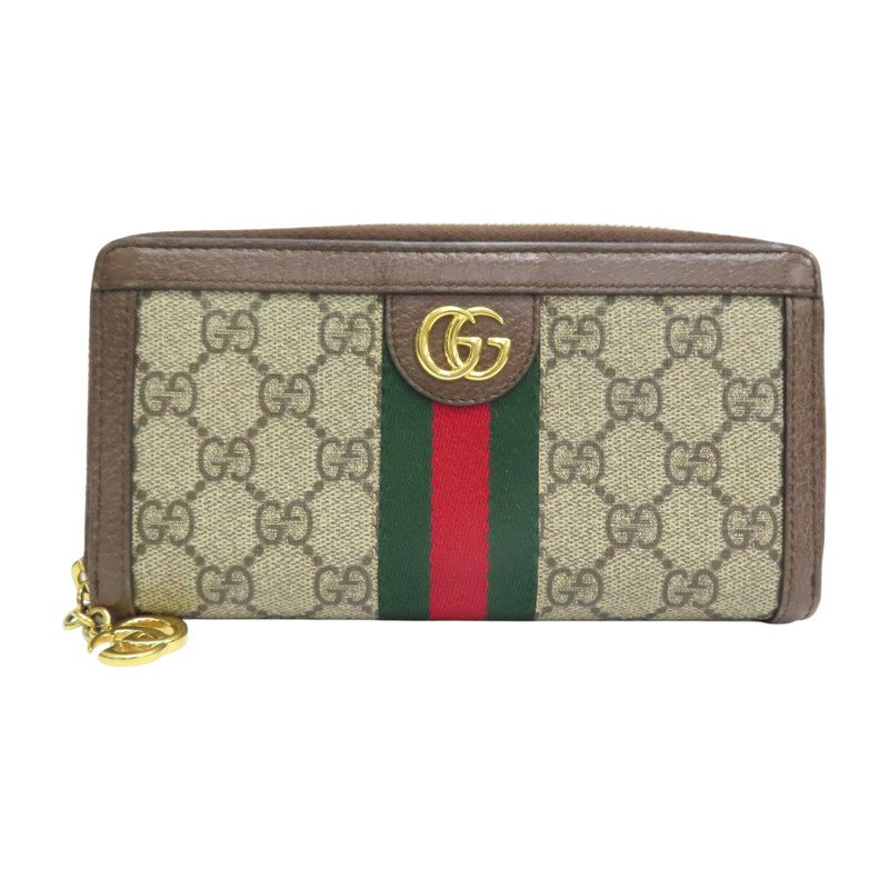 棕色 GG supreme帆布 Ophidia GG拉鍊長夾【GUCCI 古馳】 523154-0