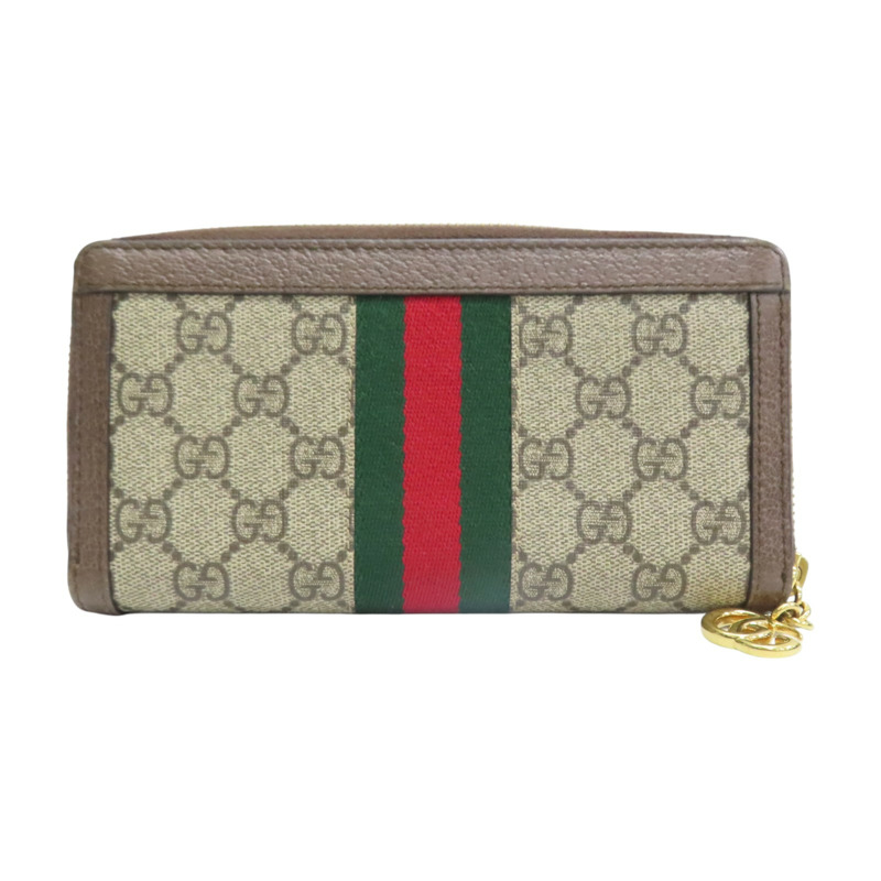棕色 GG supreme帆布 Ophidia GG拉鍊長夾【GUCCI 古馳】 523154-1