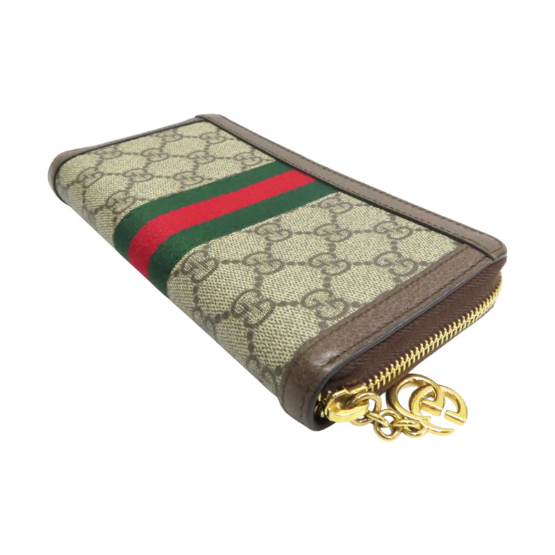 棕色 GG supreme帆布 Ophidia GG拉鍊長夾【GUCCI 古馳】 523154-3