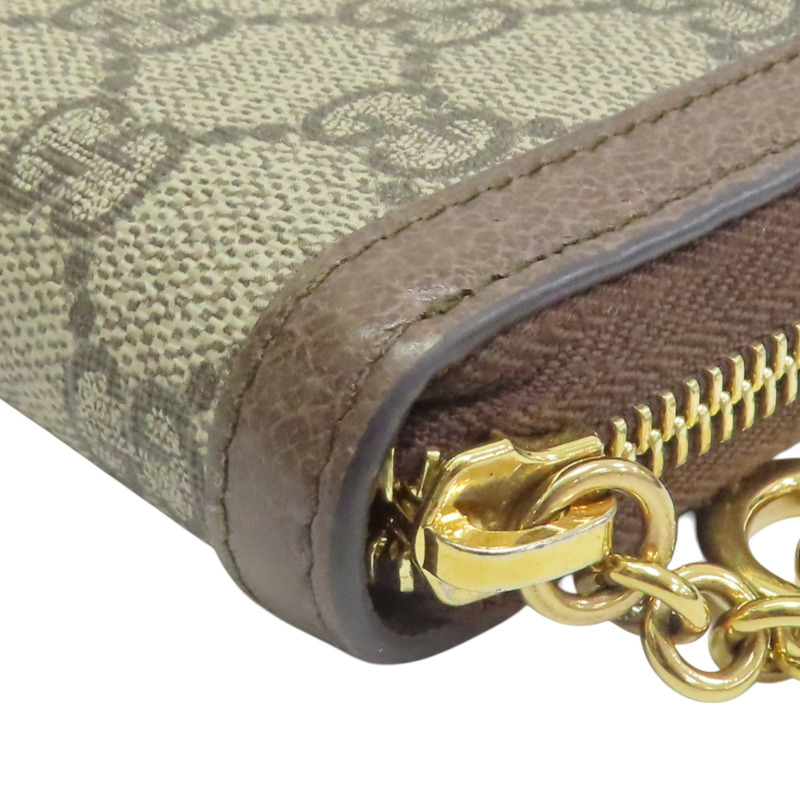 棕色 GG supreme帆布 Ophidia GG拉鍊長夾【GUCCI 古馳】 523154-8
