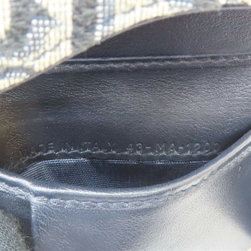 藍色 緹花帆布 Saddle Lotus 扣式短夾【Dior 迪奧】 S5652CTZQ_M928-11