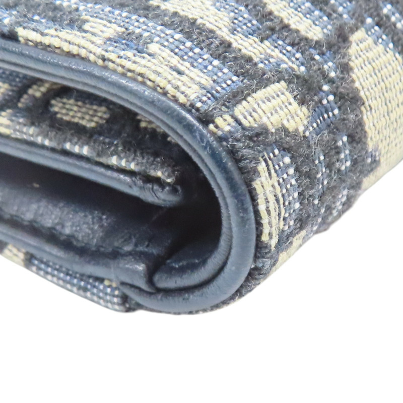 藍色 緹花帆布 Saddle Lotus 扣式短夾【Dior 迪奧】 S5652CTZQ_M928-14