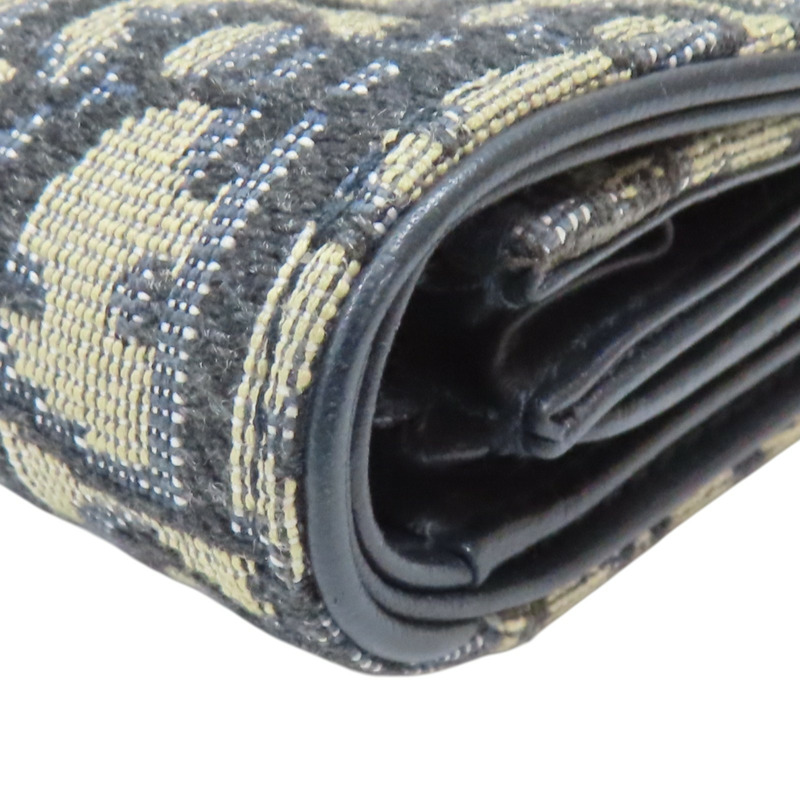 藍色 緹花帆布 Saddle Lotus 扣式短夾【Dior 迪奧】 S5652CTZQ_M928-15