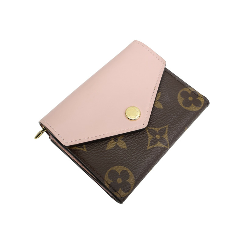 棕色 原花帆布 Zoe 扣式 三折 短夾 M62933【LOUIS VUITTON LV 路易威登】 M62933-2