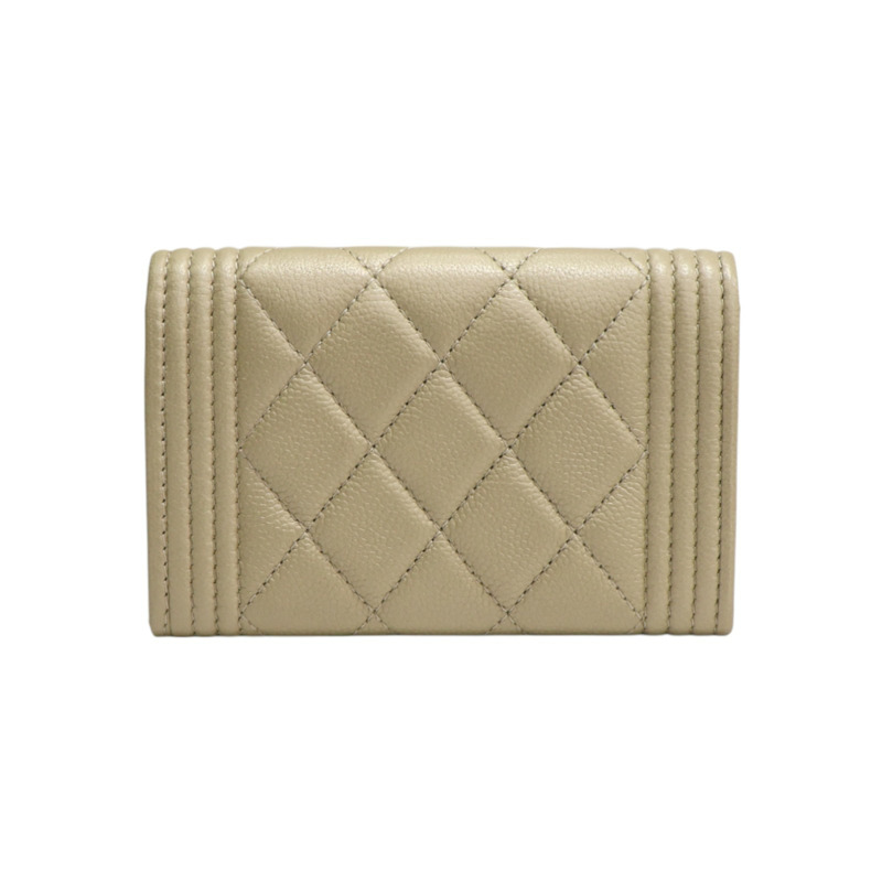 金色 caviar 牛皮 Boy 卡夾 名片夾 A80603【CHANEL 香奈兒】 A80603-1