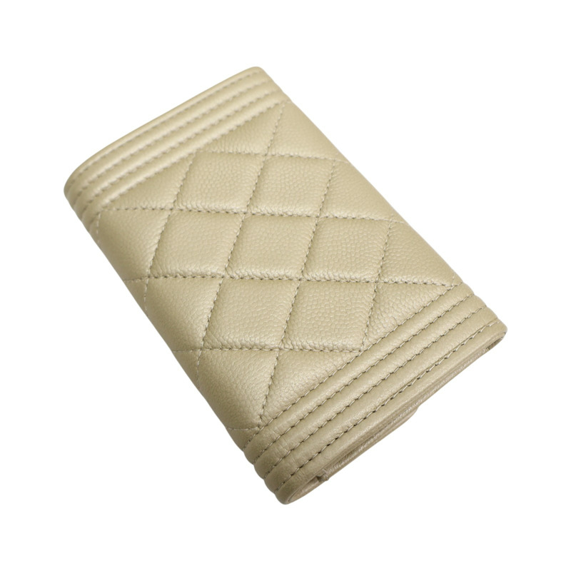 金色 caviar 牛皮 Boy 卡夾 名片夾 A80603【CHANEL 香奈兒】 A80603-3