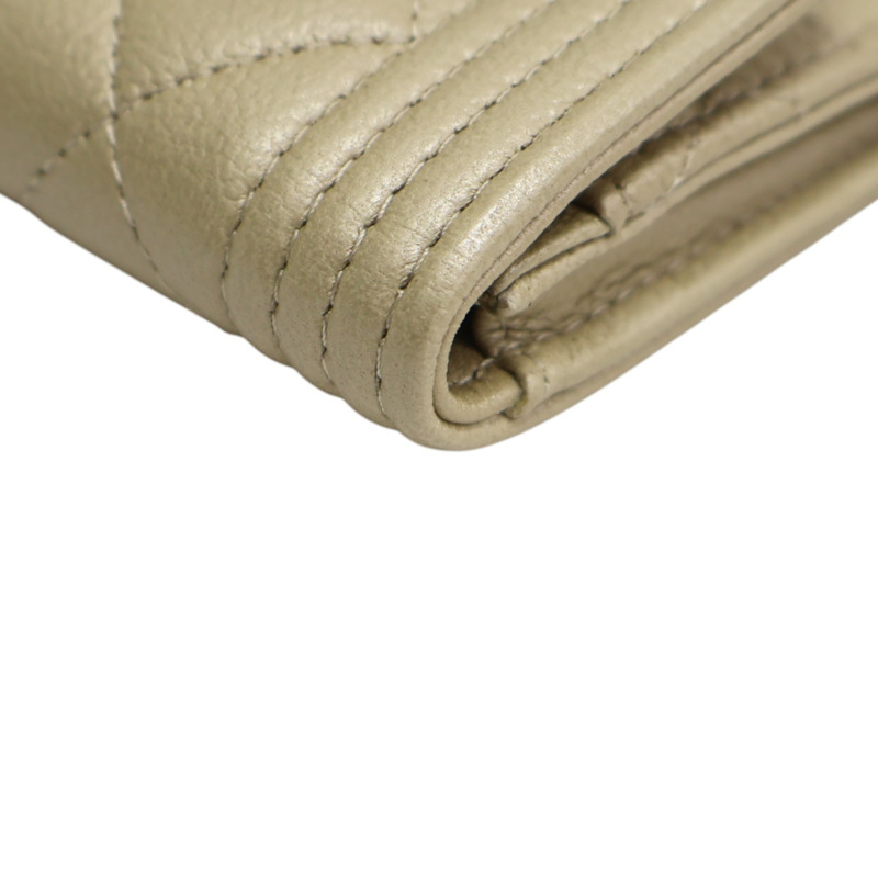 金色 caviar 牛皮 Boy 卡夾 名片夾 A80603【CHANEL 香奈兒】 A80603-12