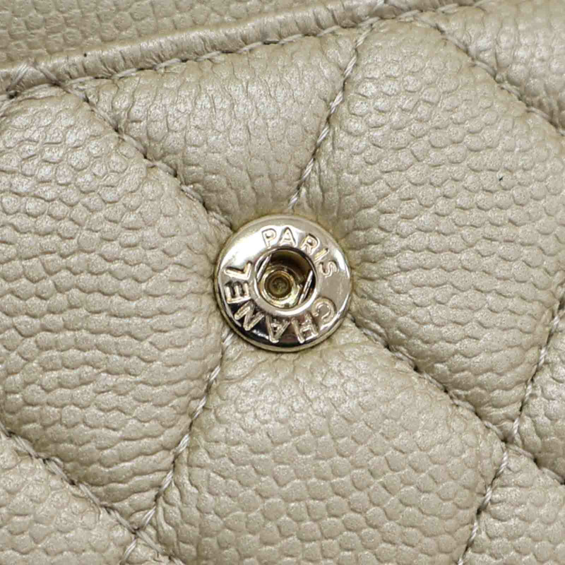 金色 caviar 牛皮 Boy 卡夾 名片夾 A80603【CHANEL 香奈兒】 A80603-15