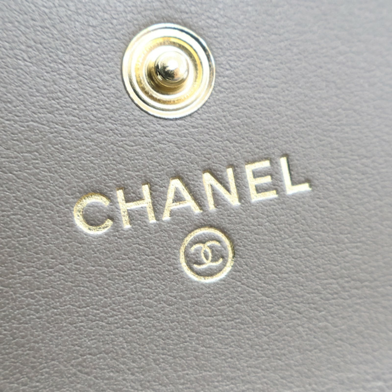 棕色羊皮 扣式 三折 短夾【CHANEL 香奈兒】-9