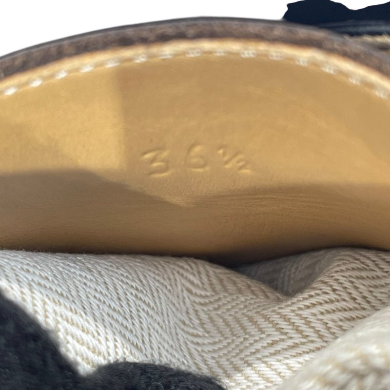 HERMES 愛馬仕 狐狸毛拚皮流蘇鞋 皮革 黑色 銀釦-9