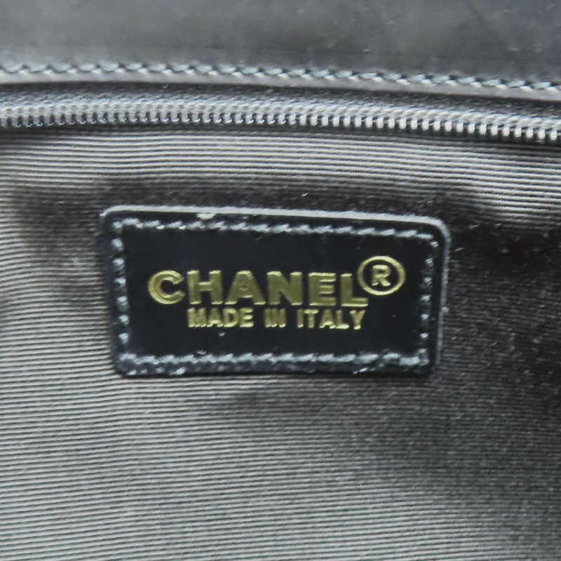 黑/棕色 牛皮 帆布COCO print chain 鏈帶 肩背包【CHANEL 香奈兒】-6