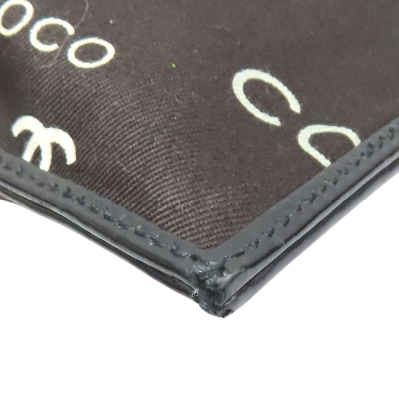 黑/棕色 牛皮 帆布COCO print chain 鏈帶 肩背包【CHANEL 香奈兒】-12