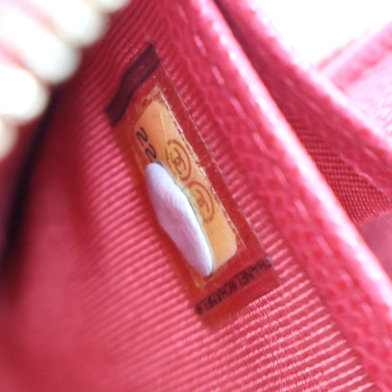 桃紅色 菱格紋 牛皮 拉鍊 長夾 AP0242【CHANEL 香奈兒】 AP0242-10