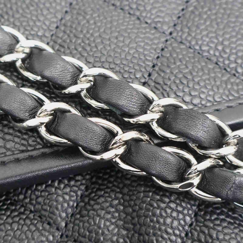 黑色 菱格紋 Caviar牛皮 French Riviera 翻蓋 鍊帶 肩背包 A66801 無卡【CHANEL 香奈兒】 A66801-18