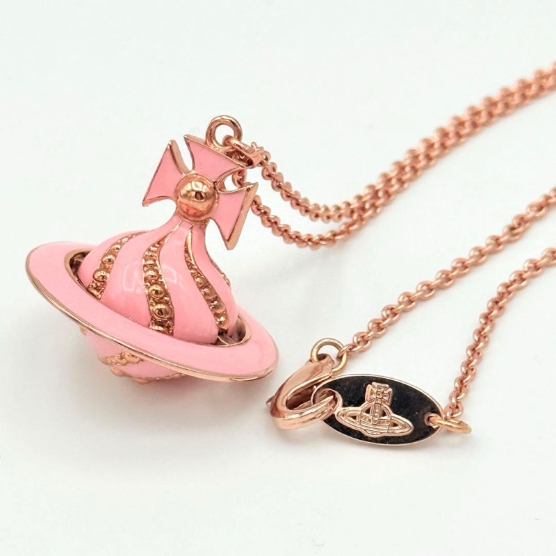 🌷Vivienne Westwood *稀有*3D粉色星球項鍊 ｜經典花紋✦fufu style 精品✦ 氣質款｜-0