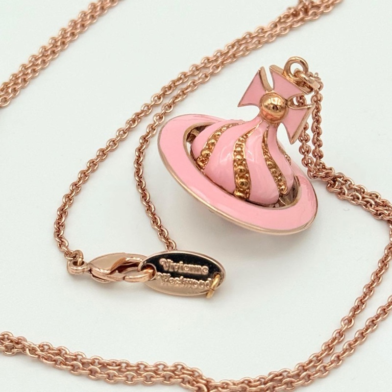 🌷Vivienne Westwood *稀有*3D粉色星球項鍊 ｜經典花紋✦fufu style 精品✦ 氣質款｜-1