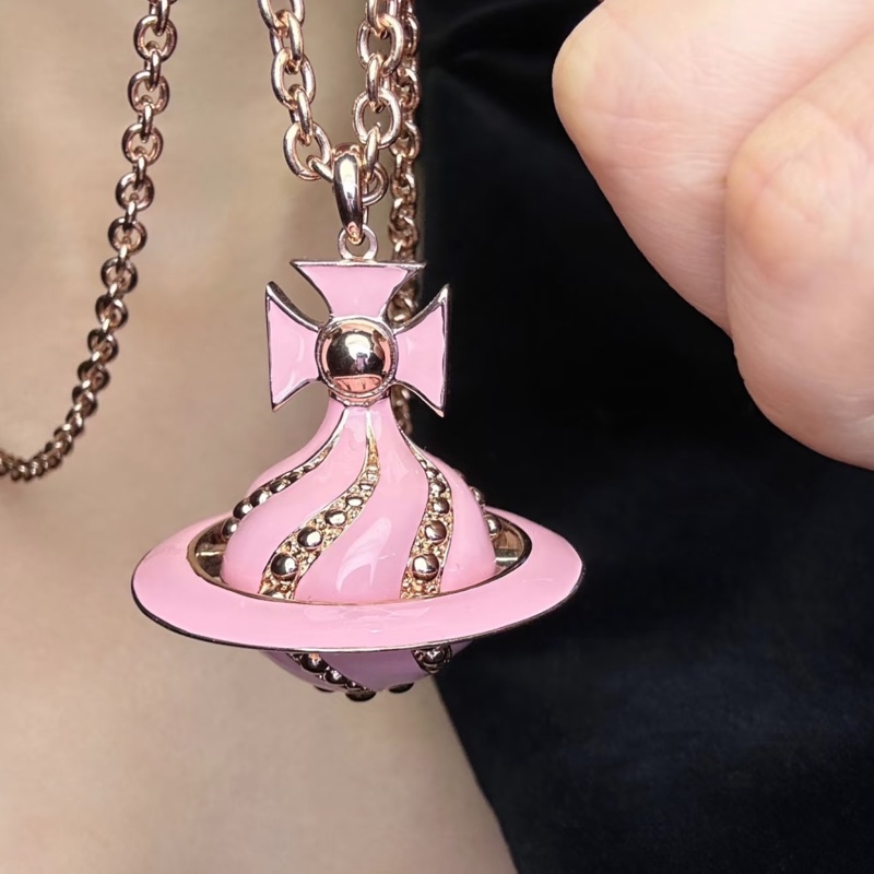 🌷Vivienne Westwood *稀有*3D粉色星球項鍊 ｜經典花紋✦fufu style 精品✦ 氣質款｜-2