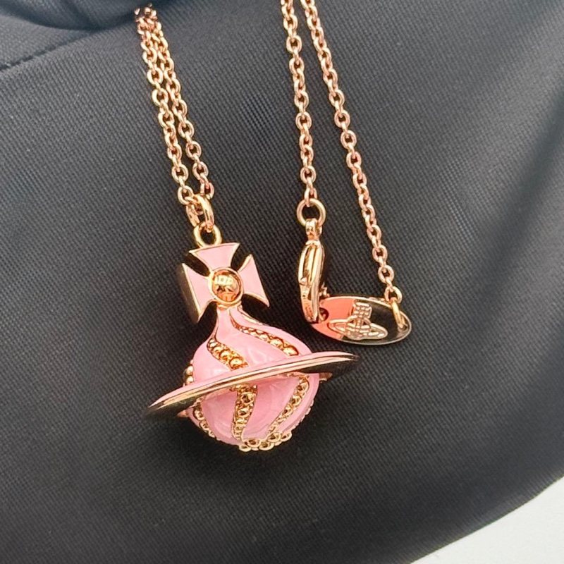 🌷Vivienne Westwood *稀有*3D粉色星球項鍊 ｜經典花紋✦fufu style 精品✦ 氣質款｜-3