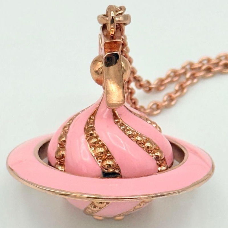 🌷Vivienne Westwood *稀有*3D粉色星球項鍊 ｜經典花紋✦fufu style 精品✦ 氣質款｜-11