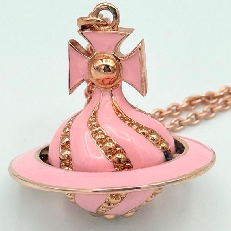 🌷Vivienne Westwood *稀有*3D粉色星球項鍊 ｜經典花紋✦fufu style 精品✦ 氣質款｜-12